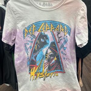 Vintage Def Leppard Hysteria Tour T-Shirt Women’s M Pink Blue Tie-Dye Rock Tee